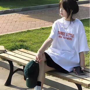 美式短袖t恤女童2026夏季新款初中高中学生重磅宽松休闲纯棉上衣