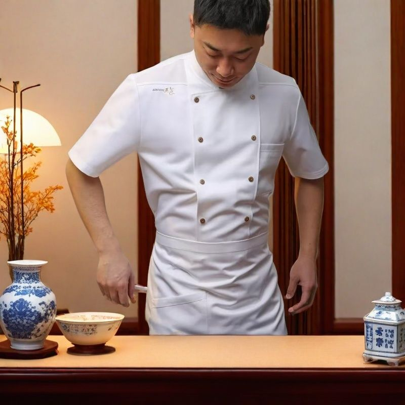 夏季厨师工作服定制短袖餐饮酒店食堂西餐厅男女烘焙后厨工作服