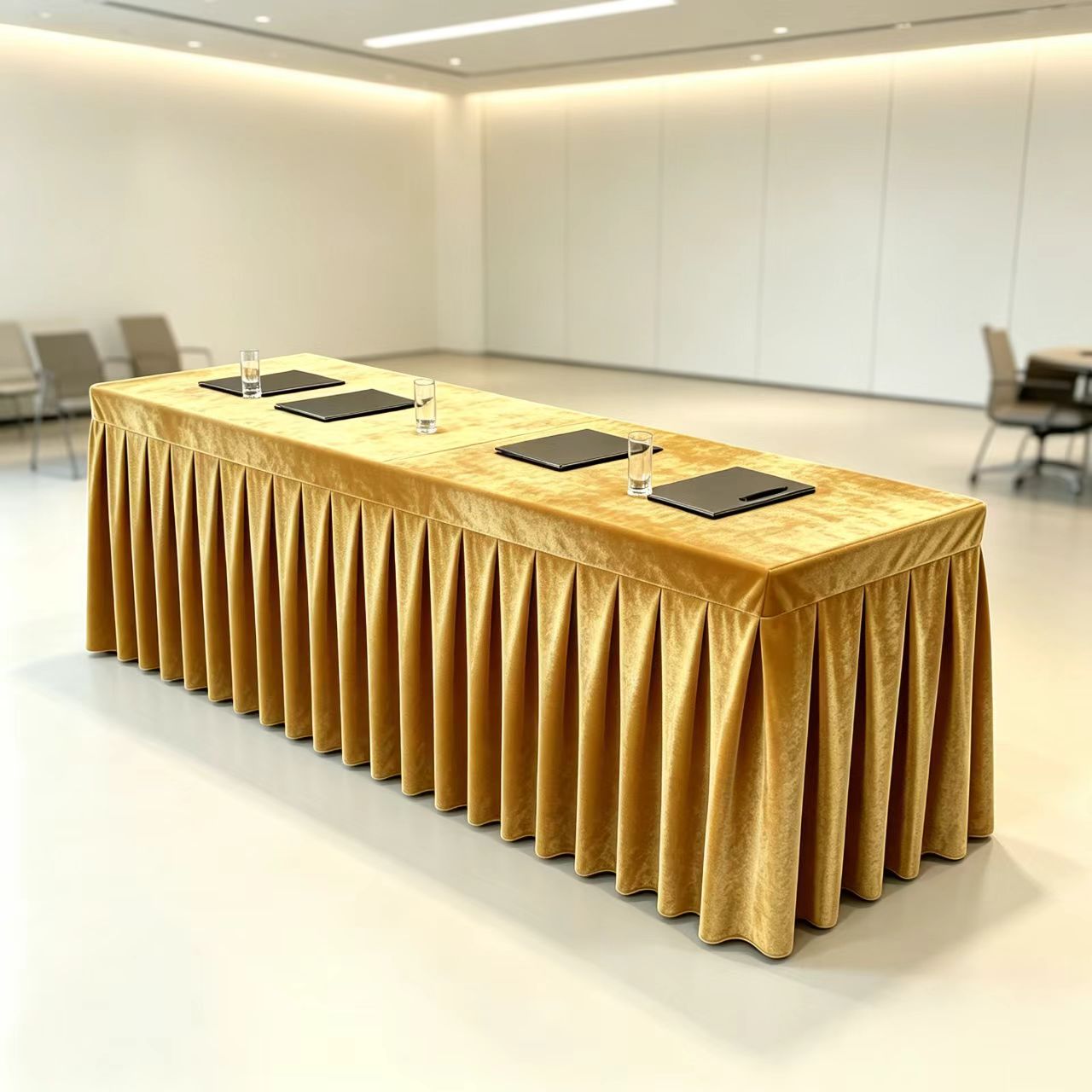 会议桌布加厚定制金丝绒布长方形商务桌罩办公室展会台布长条桌裙