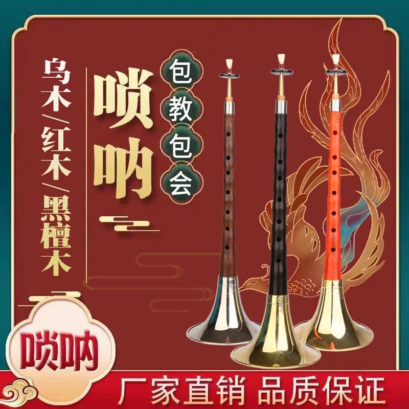 好音质红木乌木黑檀唢呐D调成人初学者唢呐乐器全套唢呐成人初学图片