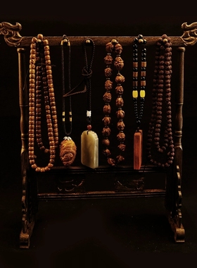 手串挂架 鸡翅木挂玉架 文玩饰物饰品悬挂件展示木架念珠架 匠器