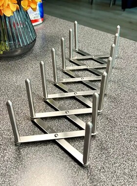 宜家伸缩锅盖架瓦瑞拉不锈钢折叠整理架碗碟收纳置物架长度可调节