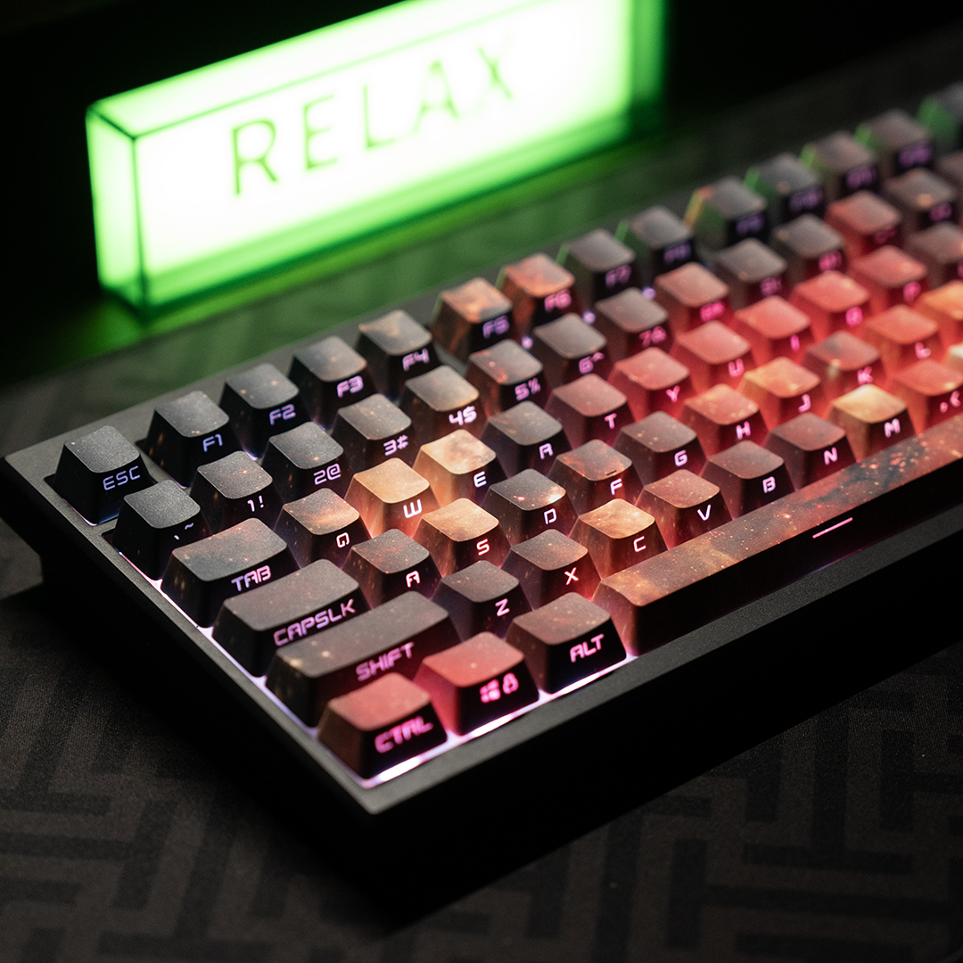JKDK赤焰星云 原创设计侧刻透光PBT客制化68 75 84 机械键盘键帽