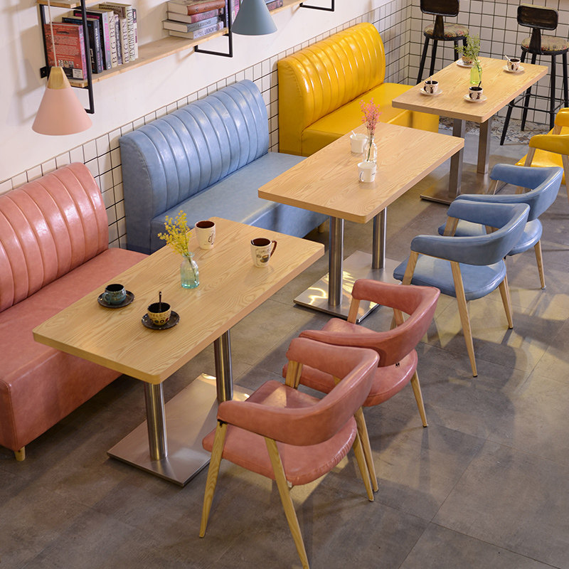 网红甜品店卡座桌椅组合 ins奶茶店桌子冷饮店椅子蛋糕店沙发粉蓝在类目 商业/办公家具, 餐饮/烘焙家具, 餐台椅中 - 来自Buy2taobao.com提供专业的淘宝代购服务