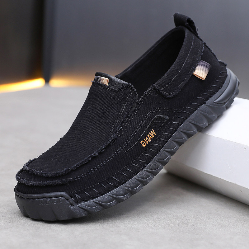 老北京布鞋男超轻底帆布面透气懒人开车鞋胖宽脚防臭防滑休闲男鞋