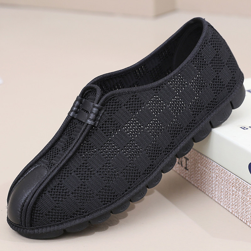 老北京布鞋男款夏季网面透气软底居士鞋中式老年唐装父亲罗汉僧鞋