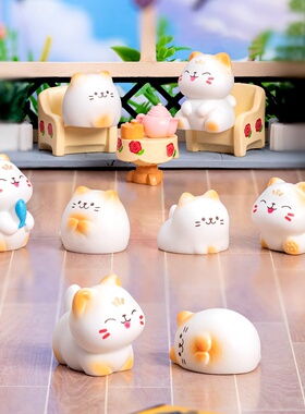 微景观可爱猫咪公仔桌面摆件