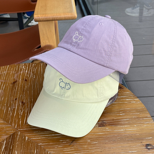2026新款三福同款小狗棒球帽子女宽帽檐显脸小紫色春游鸭舌帽男潮