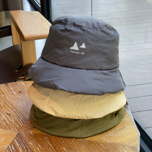 秋冬款可收纳盆羽绒棉保暖素颜渔夫帽子女冷帽户外防风帽登山帽男