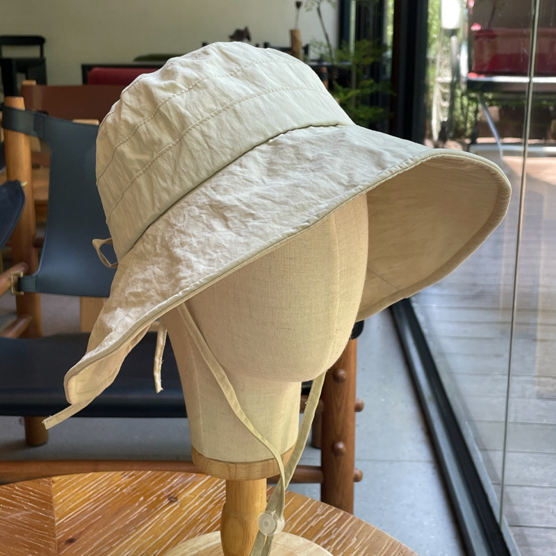 纯色速干薄款宽檐优雅渔夫帽子女轻薄遮阳帽加大帽檐护脸防晒盆帽