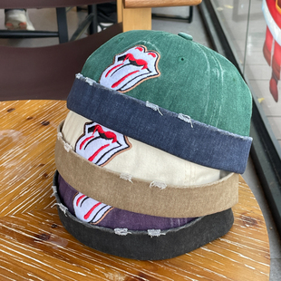 瓜痞地主帽子男街头嘻哈破洞乞丐帽个性血牙刺绣水洗牛仔瓜皮帽女