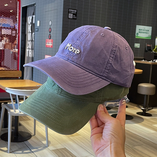 水洗棉More字母刺绣软顶鸭舌帽男棒球帽女遮阳情侣四季 学生班帽 款