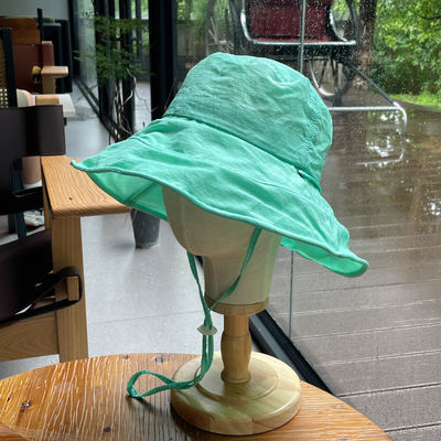 多巴胺水绿色速干薄款11cm大帽檐遮阳帽女可折叠防晒黄色渔夫帽女