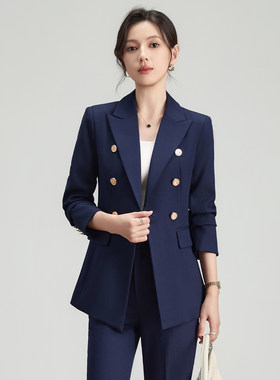 藏青色西装套装女高级公务员大学生面试正装女生西服职业装工作服