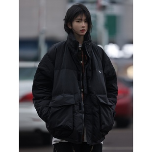 Nobodyknows冬季 外套潮 白鸭绒羽绒服男立领宽松面包服女日系新款