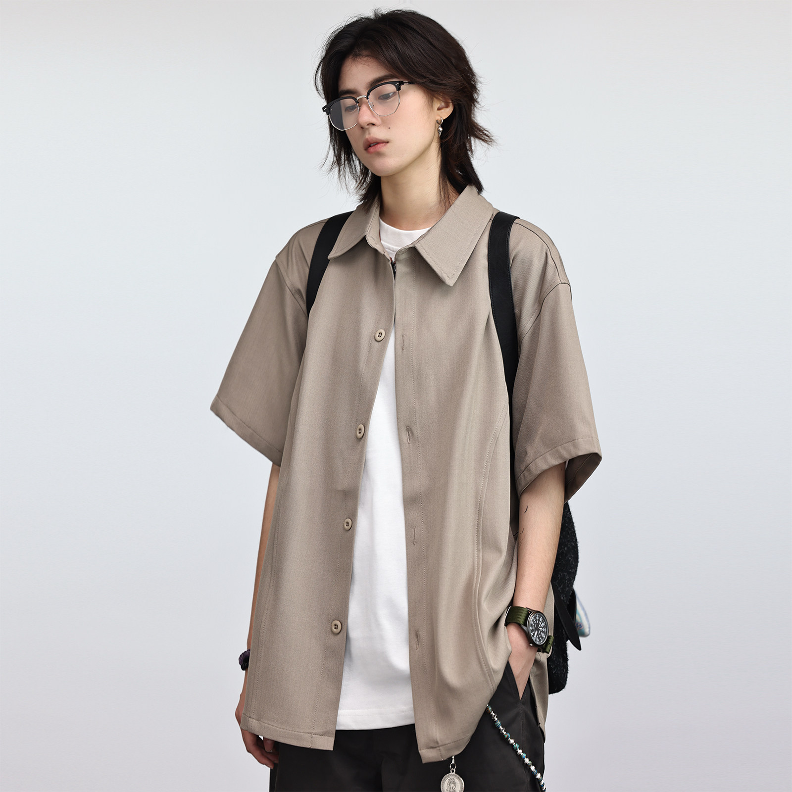 Nobodyknows夏季新款日系复古立体剪裁速干透气短袖衬衫男女工装,男装,T恤,淘宝优惠券,粉丝福利购,淘宝优惠卷