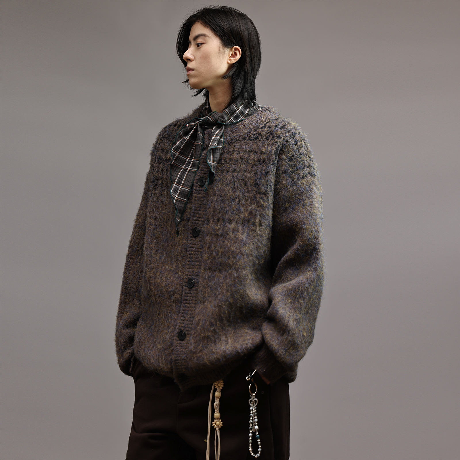 美式复古海马毛开衫毛衣