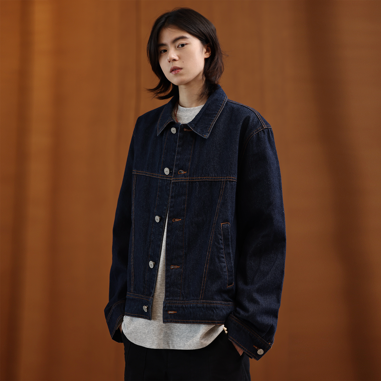 美式复古水洗做旧牛仔外套