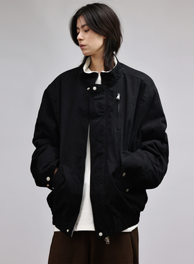 Nobodyknows冬季新款仿羊羔毛立领复古工装棉衣情侣宽松保暖棉服