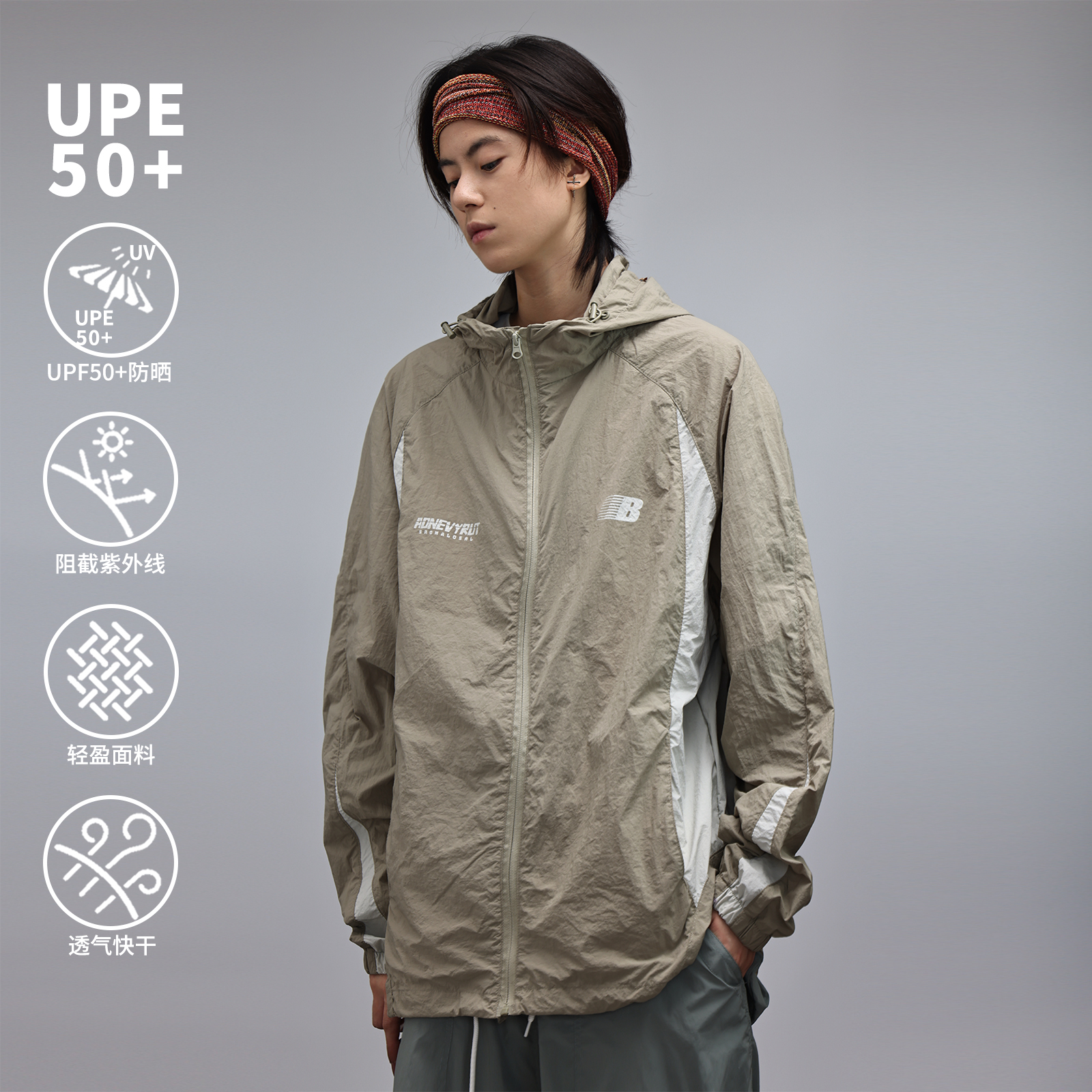 Nobodyknows夏拼色户外骑行服透气防晒服男女休闲徒步连帽防晒衣