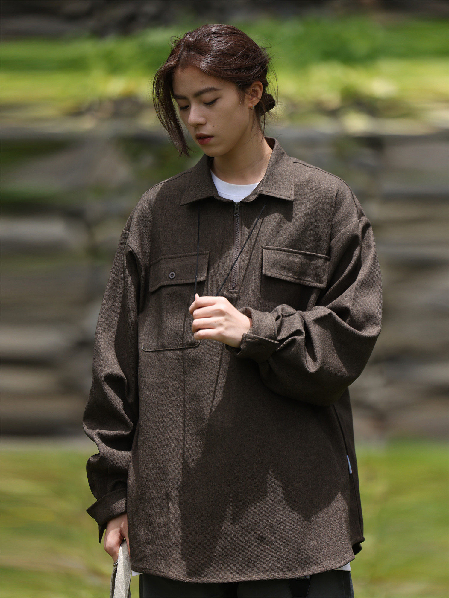 Nobodyknows秋季新款纯色口袋半开领拉链翻领POLO衫男女休闲外套,男装,Polo衫,淘宝优惠券,粉丝福利购,淘宝优惠卷