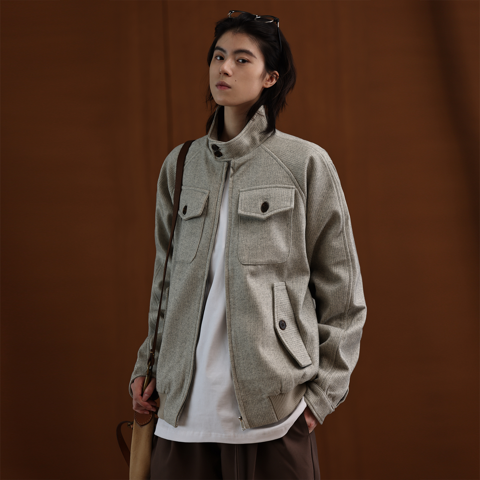 美式复古翻领工装口袋衬衫外套