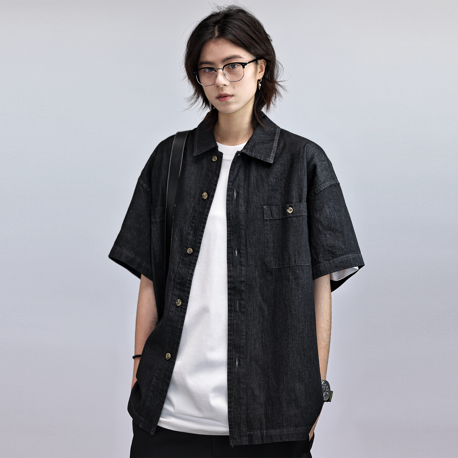 日系复古休闲工装短袖衬衫