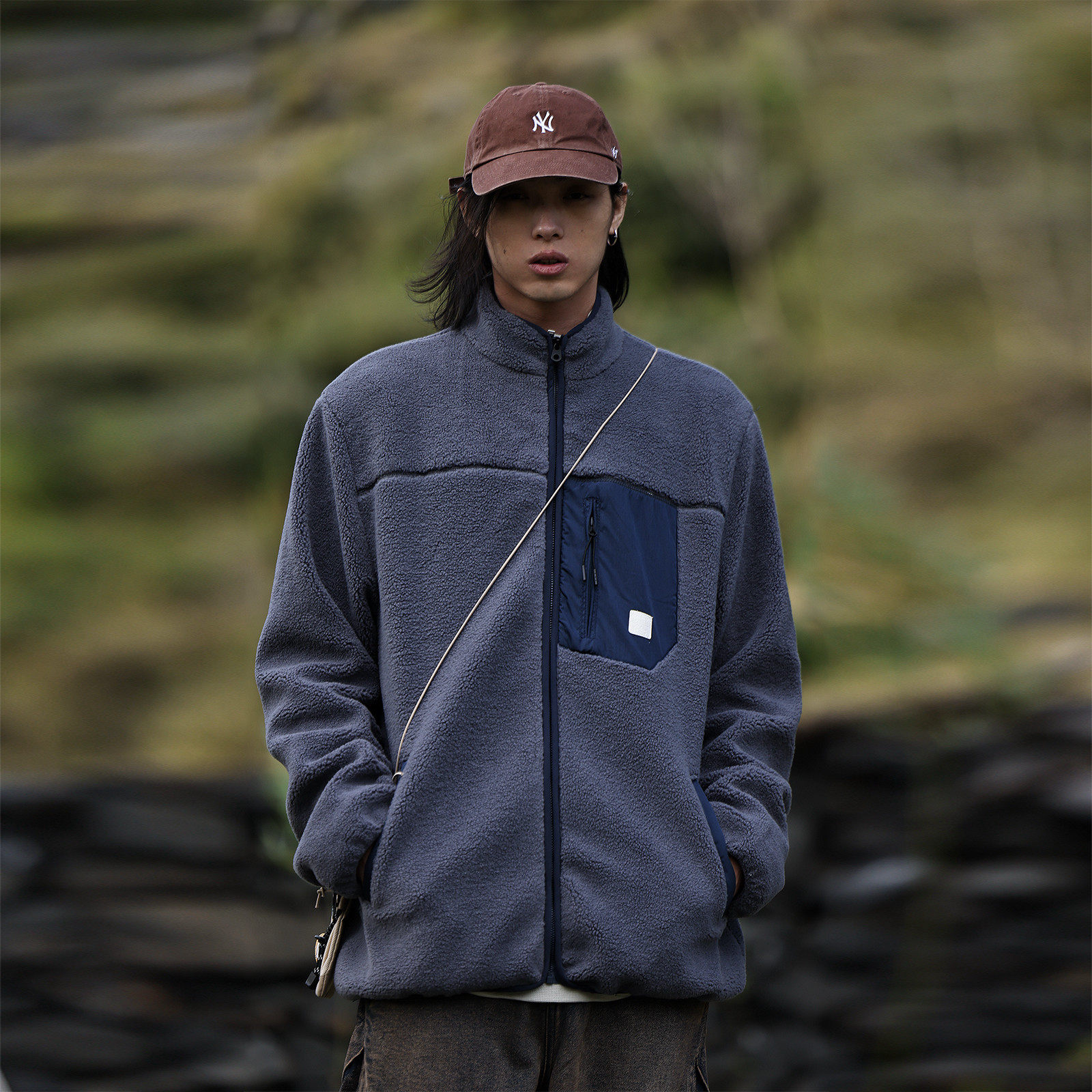 Nobodyknows户外复古立领拼接羊羔毛宽松夹克加厚休闲潮情侣外套,男装,夹克,淘宝优惠券,粉丝福利购,淘宝优惠卷