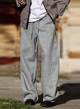 Nobodyknows秋冬复古纯色基础百搭卫裤男女宽松直筒加厚休闲长裤