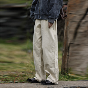 Nobodyknows做旧简约砂洗休中性风宽松直筒裤法工裤男女百搭长裤