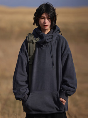 日系复古加厚摇粒绒连帽卫衣