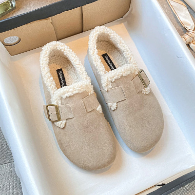 舒适保暖毛毛鞋勃肯鞋法式一字扣