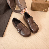 加绒棉鞋 一脚蹬小皮鞋 女乐福鞋 加绒勃肯鞋 女鞋 冬季 大码 女2025新款