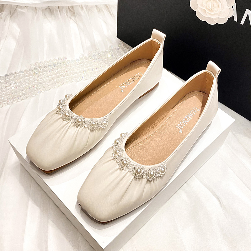 单鞋法式水钻柔软不累脚百搭单鞋