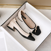 法式 低跟玛丽珍鞋 43春季 女新款 2026爆款 女鞋 粗跟中跟单鞋 大码