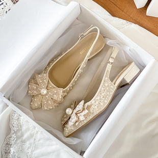 配裙子粗跟低跟包头凉鞋女2026新款夏季外穿早春漂亮单鞋大码女鞋