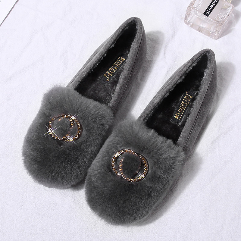 毛毛鞋女秋冬外穿一脚蹬棉瓢加绒保暖豆豆鞋女大码女鞋41-43宽肥,女鞋,深口单鞋,淘宝优惠券,粉丝福利购,淘宝优惠卷