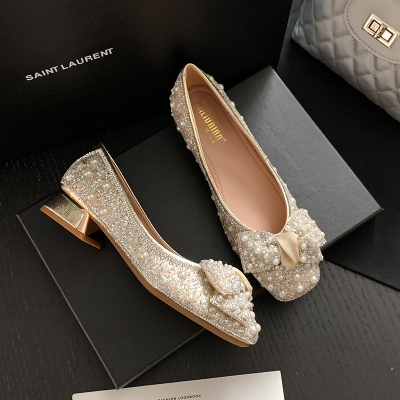 水钻真皮软底单鞋女2025新款