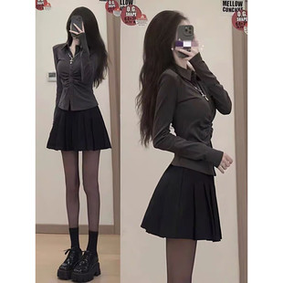 女 百褶裙两件套装 秋季 穿搭一整套洋气减龄小个子韩系JK学院风衬衫
