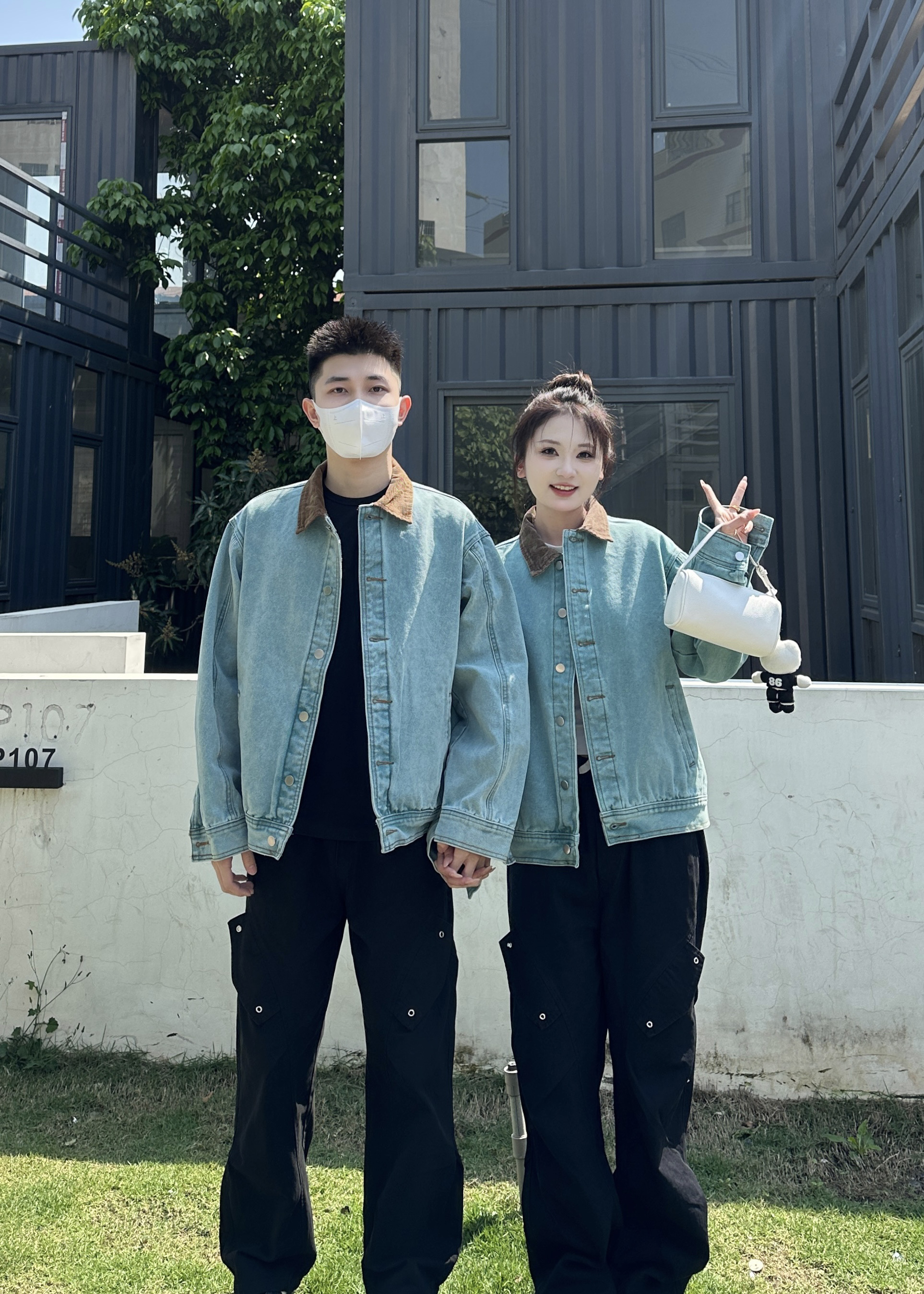 3KU夫妇春秋美式复古翻领夹克牛仔外套做旧男女情侣Cleanfit潮流