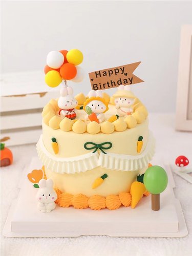 小兔子玩偶烘焙蛋糕装饰摆件