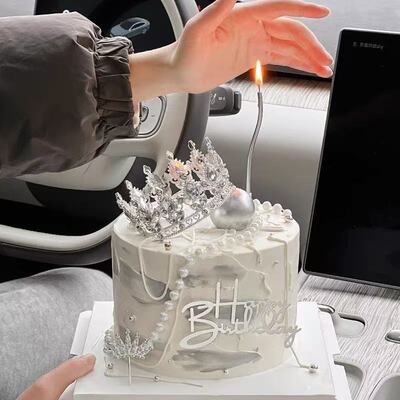 女神生日蛋糕装饰唯美浪漫水晶皇冠摆件小仙女生日快乐烘焙插件