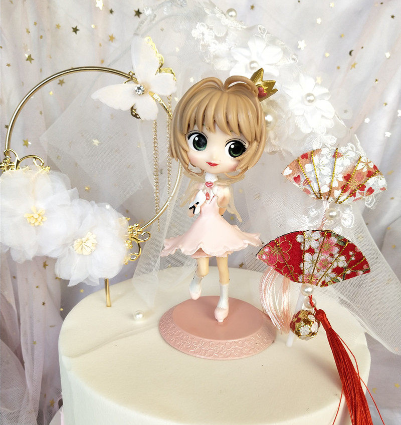 烘焙蛋糕装饰卡通美少女女神生日蛋糕装饰摆件插卡纱花甜品台装扮