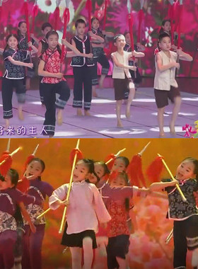 儿童红孩子演出服共青团