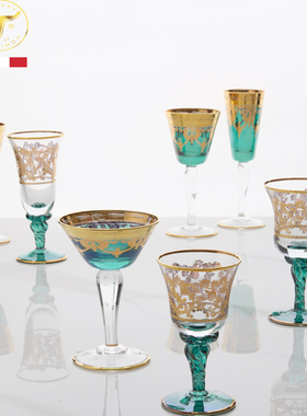Timon 手工水晶玻璃-绿金马蒂斯-塞斯特里酒杯