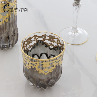 Timon手工水晶玻璃杯黑金系列红酒杯威士忌杯