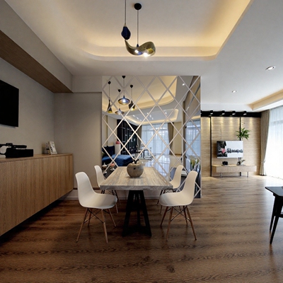 3d菱形立体镜面墙贴客厅电视装饰