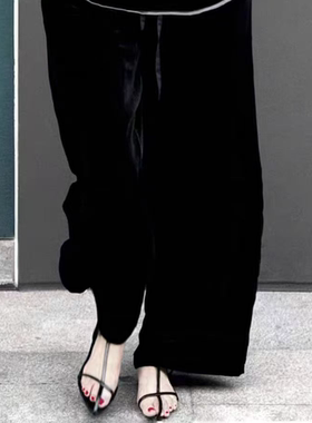 高级感黑色宽松阔腿裤女春秋高腰显瘦垂感直筒休闲拖地长裤 70880