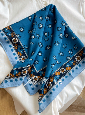 【海盐天空】柔软舒适丝绵清新蓝色时尚气质百搭丝棉中方巾女63cm