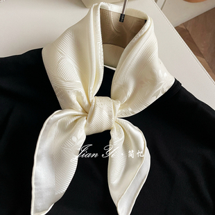 65CM 高奢重磅19姆米桑蚕丝提花女士围巾披肩丝巾65 银羽流光